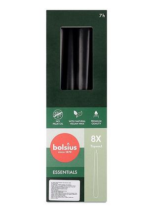 Конусная свеча bolsius 245/24 черная 8 шт