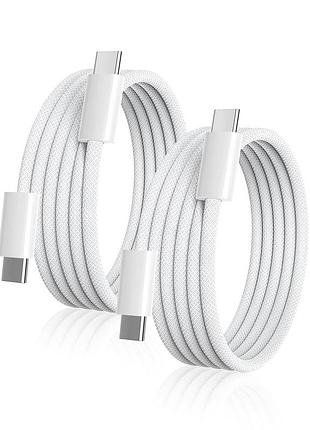 Плетеный кабель usb-c to usb-c, 2 м 2 шт быстрая зарядка 60 вт