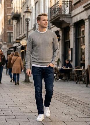 Чоловічий лонгслів / вафельний светр tommy hilfiger (розмір l) — оригінал
