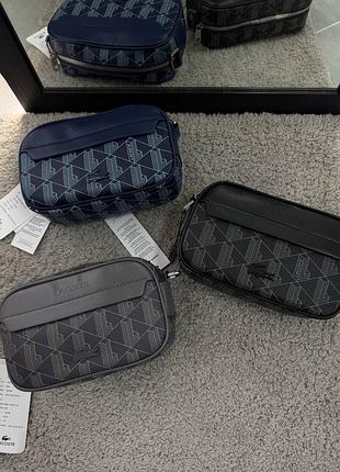 Месенджер lacoste сірий/ сумка лакост чорна/ бананка через плече лакосте синя сірий