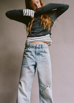 Широкі джинси wideleg з потертостями на дівчинку від zara