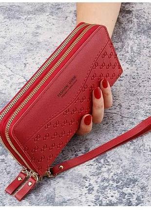 Кошелек женский 10*20*4см 896-3 красный экокожа тм китай