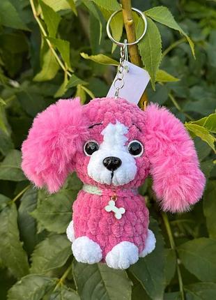Игрушка мягкая вязаная "спаниелька", игрушка брелок конь
