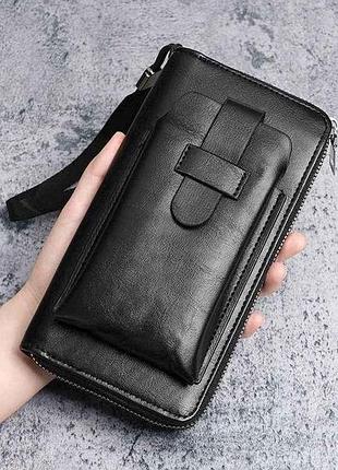 Кошелек мужской 20*10*3см черный экокожа 748-4 тм китай