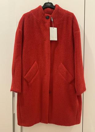 Max mara пальто-кокон в насиченому червоному кольорі, шикарний склад, нове