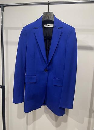 Ефектний жакет піджак zara в насиченому синьому кольорі xs