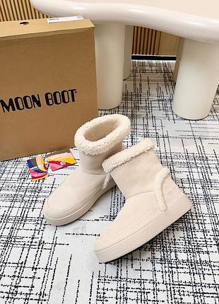 Жіночі зимові муклуки черевики з натуральної замші та овчини moon boot