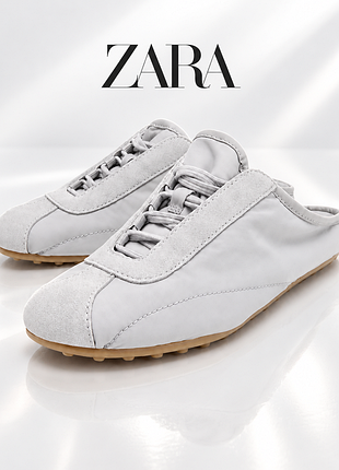 Zara комбіновані кросівки сабо на основі замші та текстилю