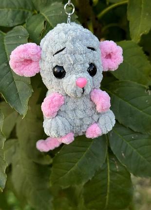 Игрушка мягкая вязаная "мышка", игрушка брелок конь