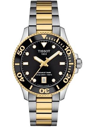 Жіночий годинник tissot seastar 1000 36мм silver/black/gold