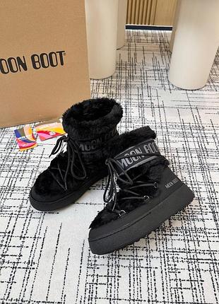 Жіночі зимові черевики муклуки з натуральної замші та овчини moon boot