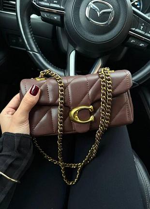 Coach tabby shoulder bag 20 with quilting brown/gold [магнітна коробка] 21 x 10 x 7