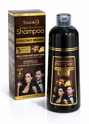 Шампунь-краска для волос коричневая thao&wy argan oil, 500 мл