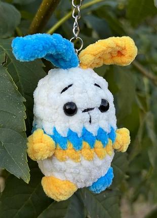 Игрушка мягкая вязаная "зайка патриот", игрушка брелок конь