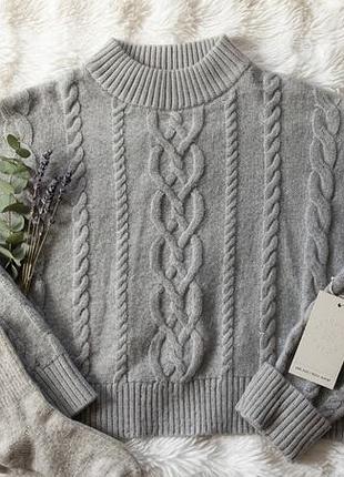 ✨ затишний сірий светр primark із візерунком "коси"