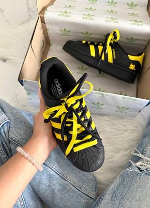 Adidas superstar pokemon black yellow custom 5