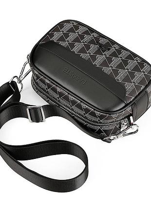Сумка через плечо lacoste monogram mini / мессенджер лакост сумка / борсетка лакоста мужская черная 5