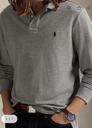 Оригінальне поло з довгим рукавом лонгслів polo ralph lauren mesh long-sleeve polo shirt