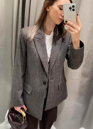 Шикарний щільний сірий вовняний піджак  zara
✨✨✨✨✨✨✨✨✨✨