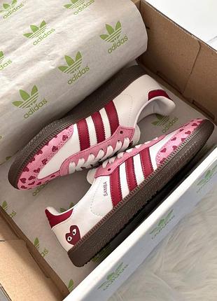 Adidas samba x comme des garçons play white pink