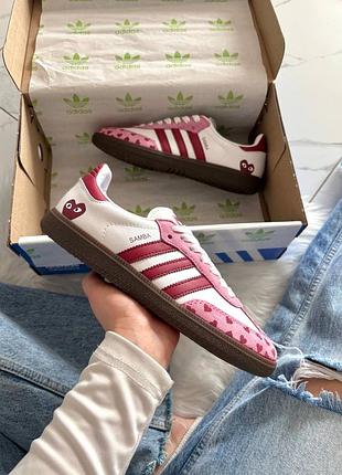 Adidas samba x comme des garçons play white pink 4