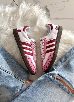 Adidas samba x comme des garçons play white pink 10