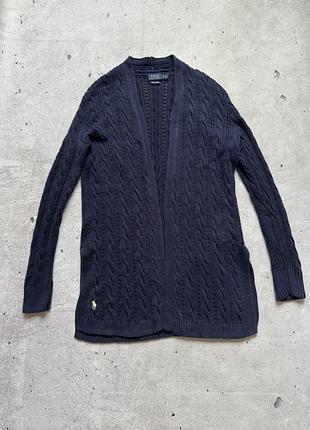 Жіночий в’язаний кардиган в косичку з розпорками polo ralph lauren розмір xs