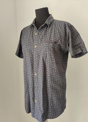 Рубашка мужская на короткий рукав m zara man в ластовицы принт хлопок slim fit