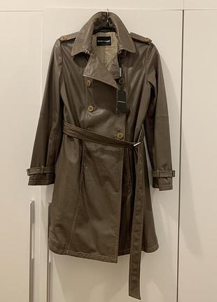Emporio armani шикарный кожаный тренч из мягкой натуральной кожи наппа, новый с этикетками