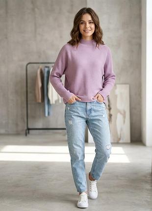 Стильний лавандовий светр bershka у рубчик