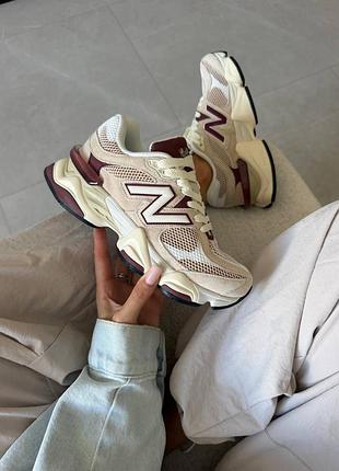 Кроссовки new balance 9060 linen burgundy