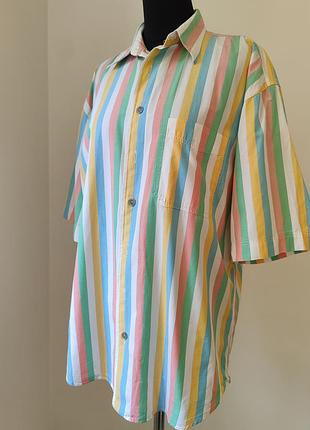 Сорочка вінтажна чоловіча на короткий рукав globe trotter shirts xl  бавовна