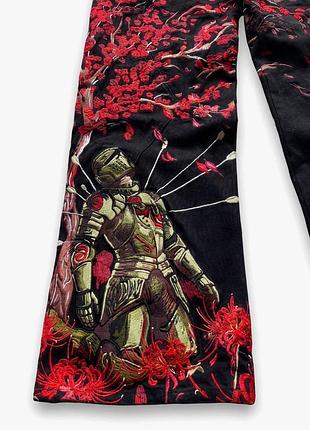 Чоловічі жіночі джинси з вишивкою з рицарем чорні