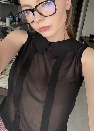 Блуза чорна 🖤напівпрозора 4