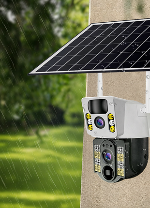 4k беспроводная камера solar wi-fi, двойной объектив, ночное видение v380 pro cctv 8mp
