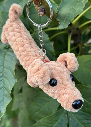Игрушка мягкая вязаная "такса", игрушка брелок конь