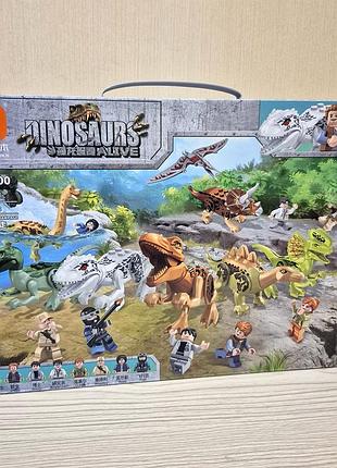 Конструктор dino adventure 8 динозаврів та 8 фігурок в коробці, 205 деталей, сумісний з lego jurassic world fc3700
