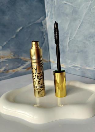 Туш для вій об'ємна подовжуюча підкручуюча чорна водостійка daisibo 5d max curl volume mascara золота, код 7411