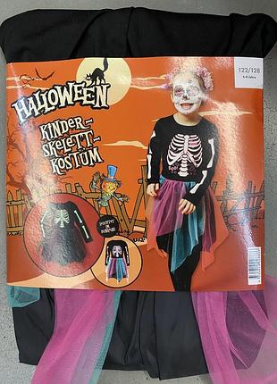 Карнавальный костюм скелета на хэллоуин для девочки lidl, р. 122/128 (6-8 лет) светящийся