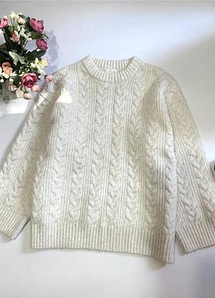 Светр h&m теплий жіночий молочний шерсть