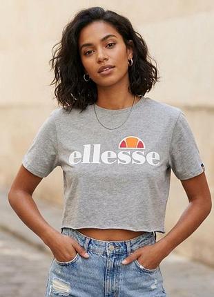 Кроп топ футболка жіноча ellesse (м 44-46) сірий