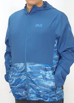 Чоловіча трекінгова куртка jack wolfskin exhalation ocean wave вітровка легка зручна