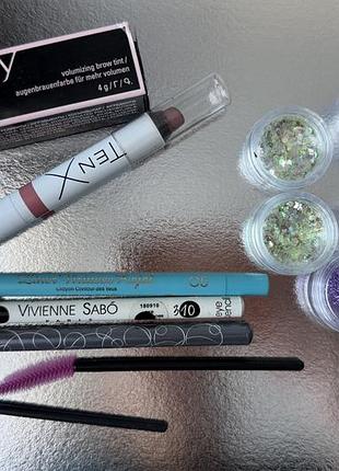 Набір косметики для макіяжу та декору (mary kay, vivienne sabó, tenx, глітери)