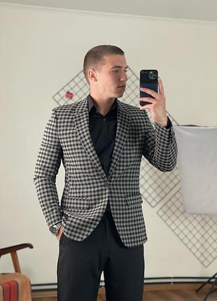 2450 / сірий класичний піджак river island london в клітинку