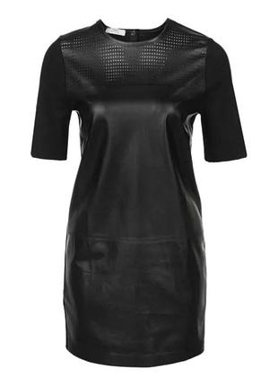 Кожаное комбинированное платье мини pinko (оригинал)