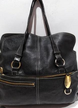 Кожаная объемная винтажная брендовая сумка furla