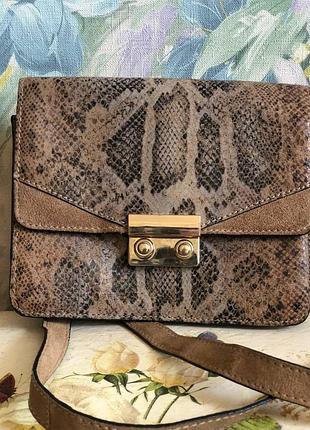 Кожаная сумка crossbody anokhi с принтом под питона (100% натуральная кожа/замша)