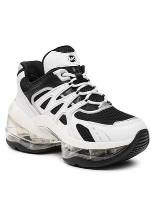 Оригінальні жіночі кросівки michael kors sneakers olympia sport шкіряні білі з чорним