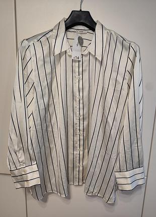 Новая атласная рубашка george в полоску, classic fit (с бирками)