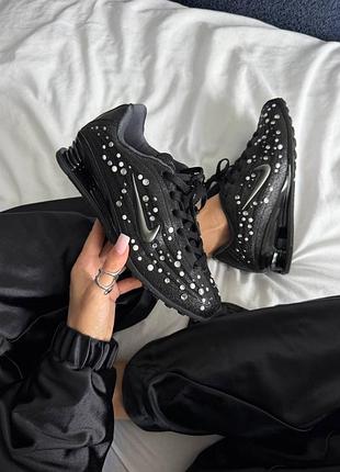 Кроссовки nike shox r4 black pearl / rhinestone